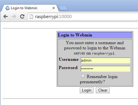 raspberry-pi-webmin-login